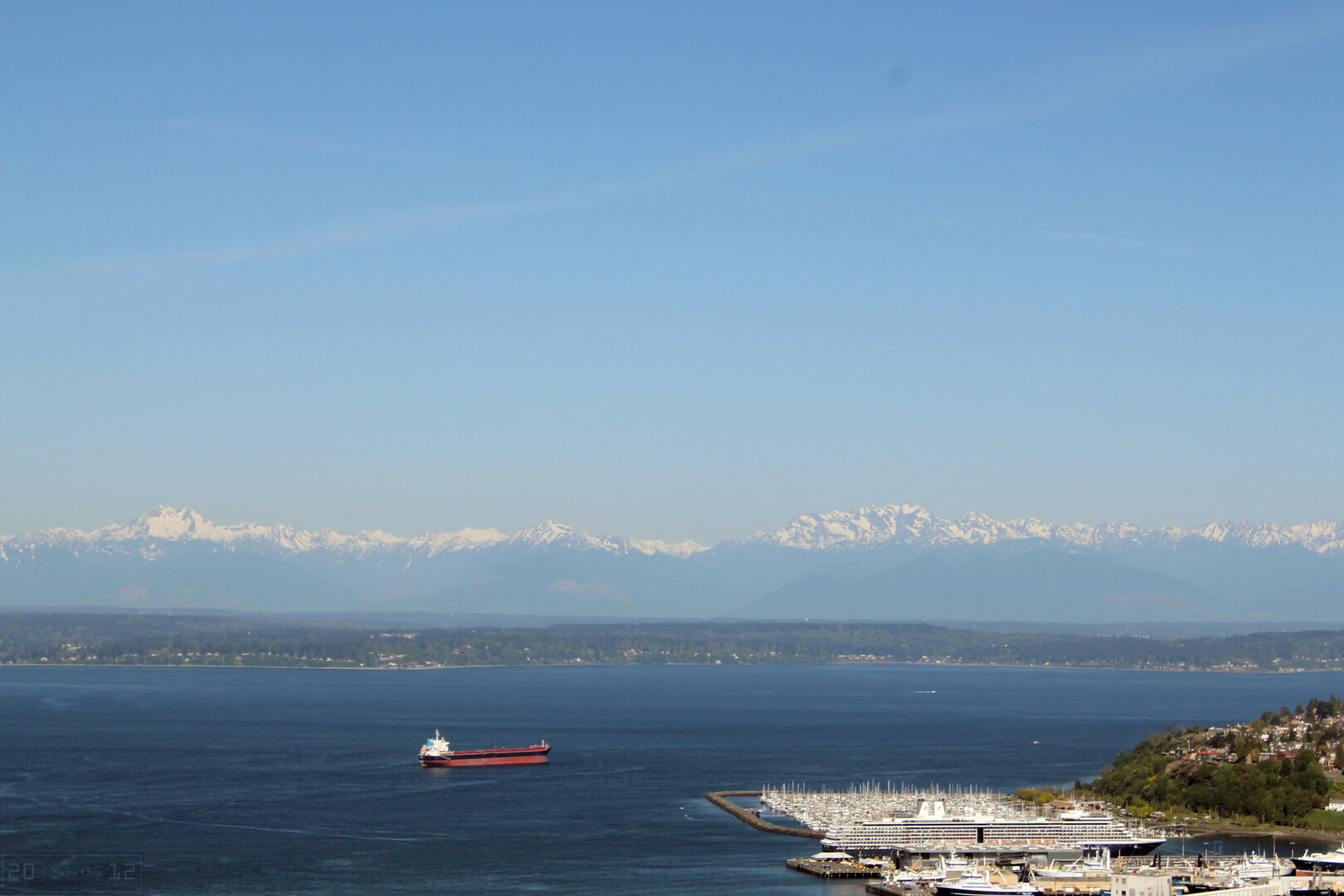 Puget Sound and Olympic Mountains from Space Needle